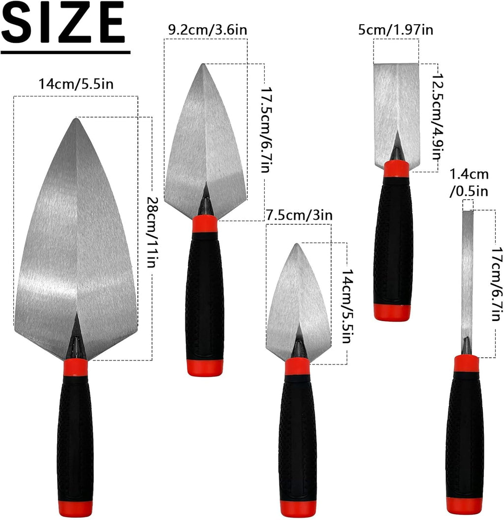 Masonry Hand Tool Set, Concrete Tools Set | Brick Trowel, Pointing Trowel, Margin Trowel, Pointing Trowel for