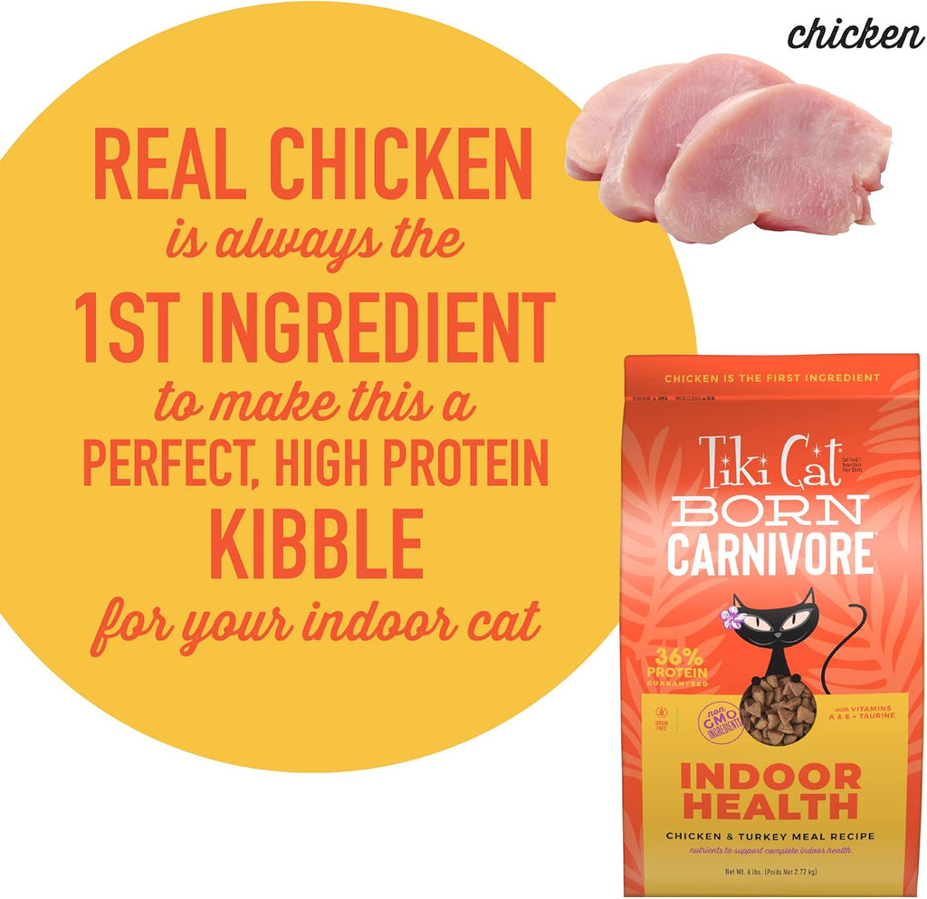 Tiki Cat Born Carnivore Dry Cat Food, Chicken & Turkey Meal, 6 lb Bag