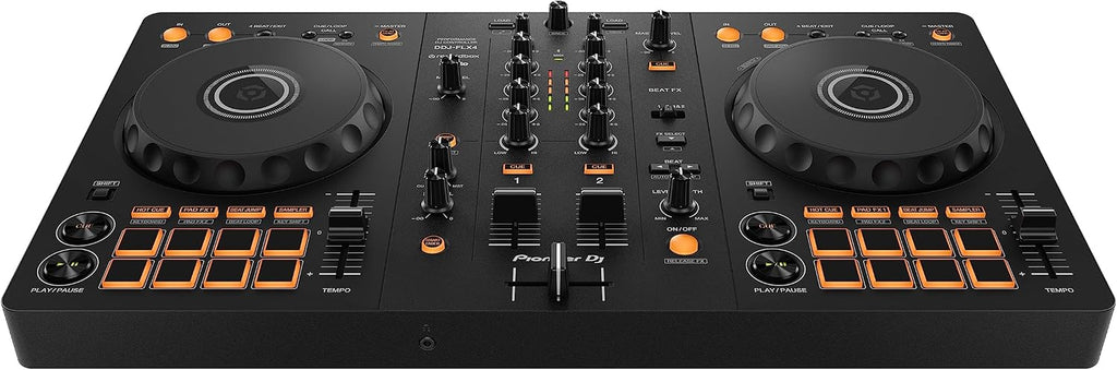 DDJ-FLX4 2-deck Rekordbox and Serato DJ Controller - Graphite & Pyle Portable Adjustable Laptop Stand - 6.3 to 10.9