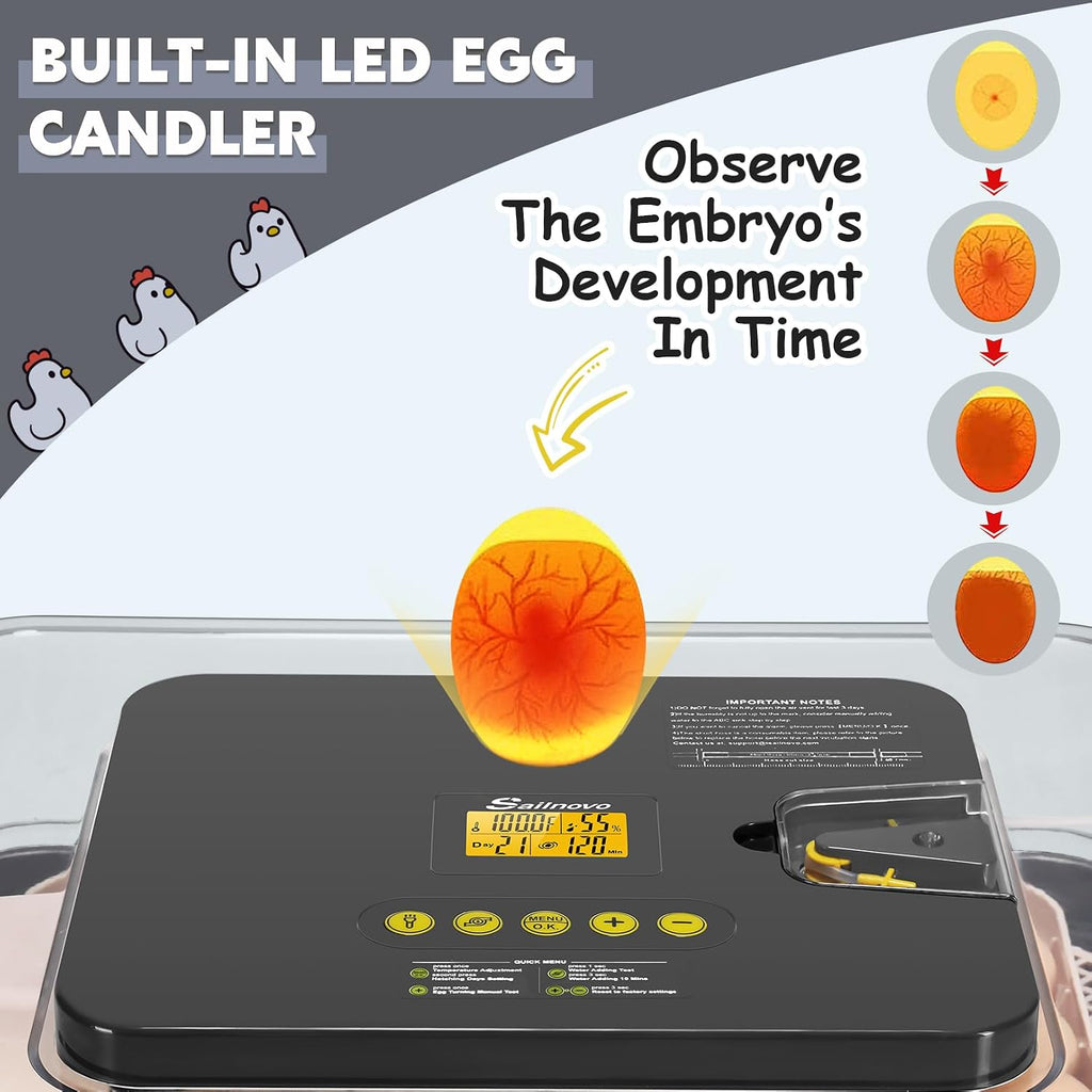 56 Egg Incubator for Hatching Eggs with Automatic Egg Turning Gray