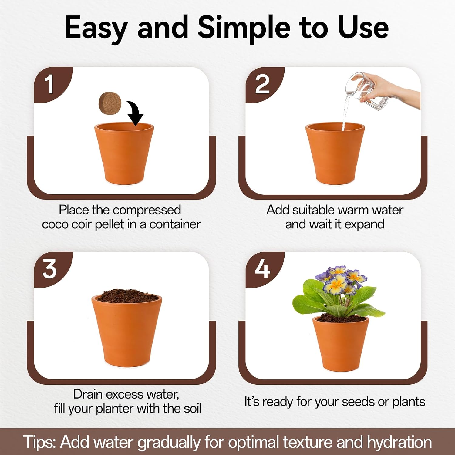55 Pcs 30mm Compressed Coco Coir Pellets, Seed Starter Soil | 100% Organic, Quick Expanding, Enhanced Aeration