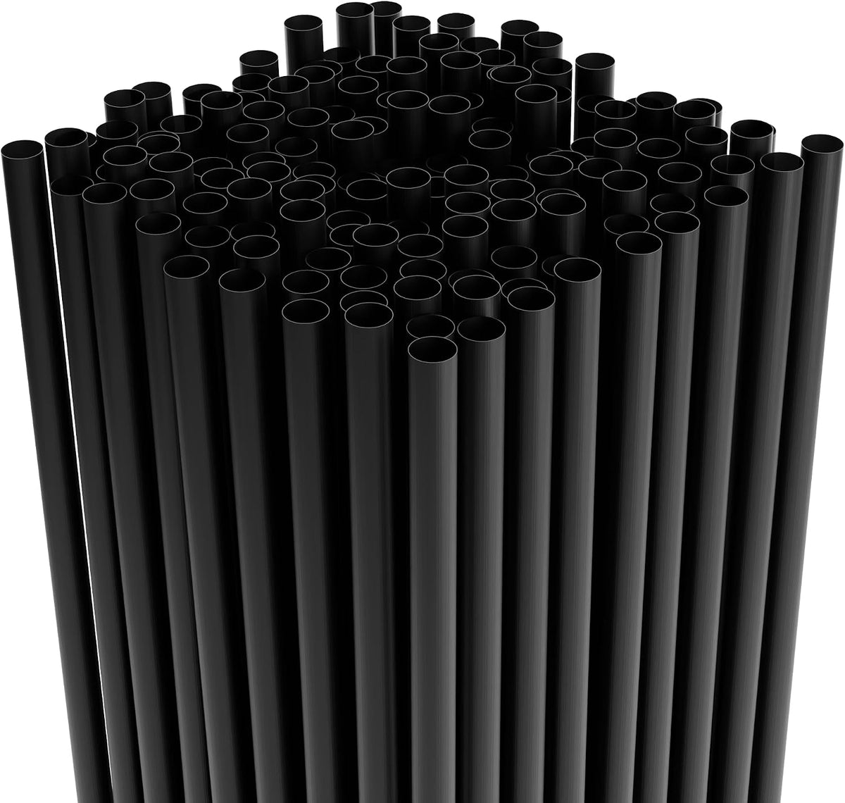 Disposable Plastic Drinking Straws, Straight 7.75-Inch, Black, 500 Count