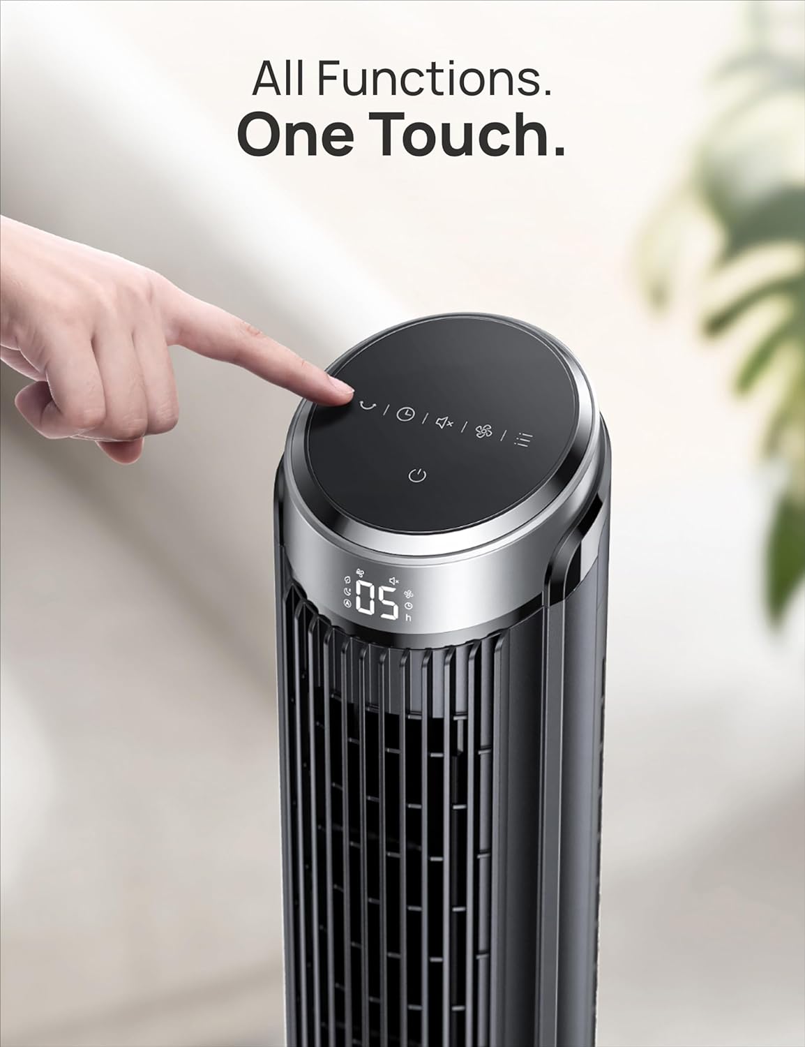 Tower Fan for Bedroom, 90° Oscillating Fans that Blow Cold Air | 26 ft/s Powerful Airflow, 28dB Quiet Fan, 5 Speeds