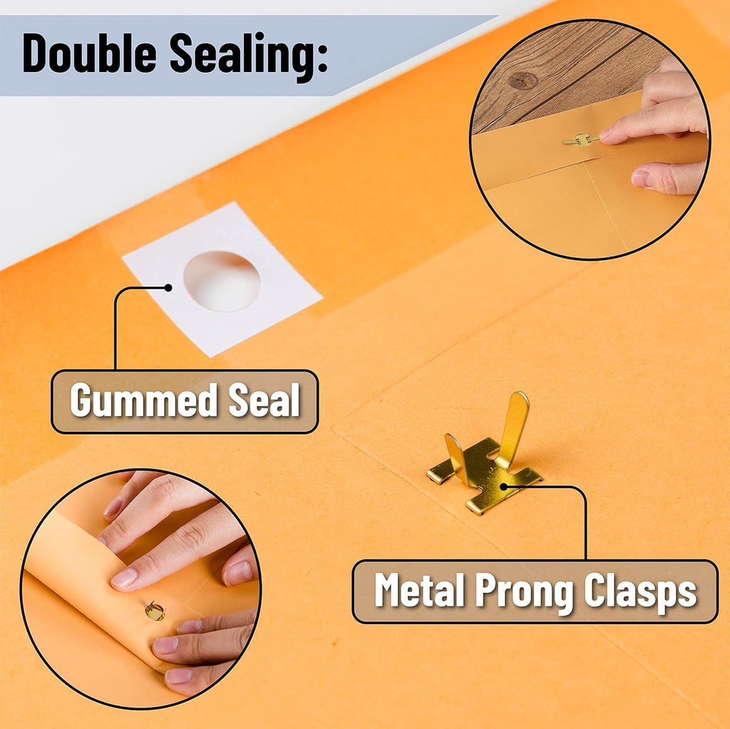 Clasp Envelopes, 9" x 12" Envelopes, Gummed Flap With Metal Clasp Closure, Perfect For Office, Home And School Use