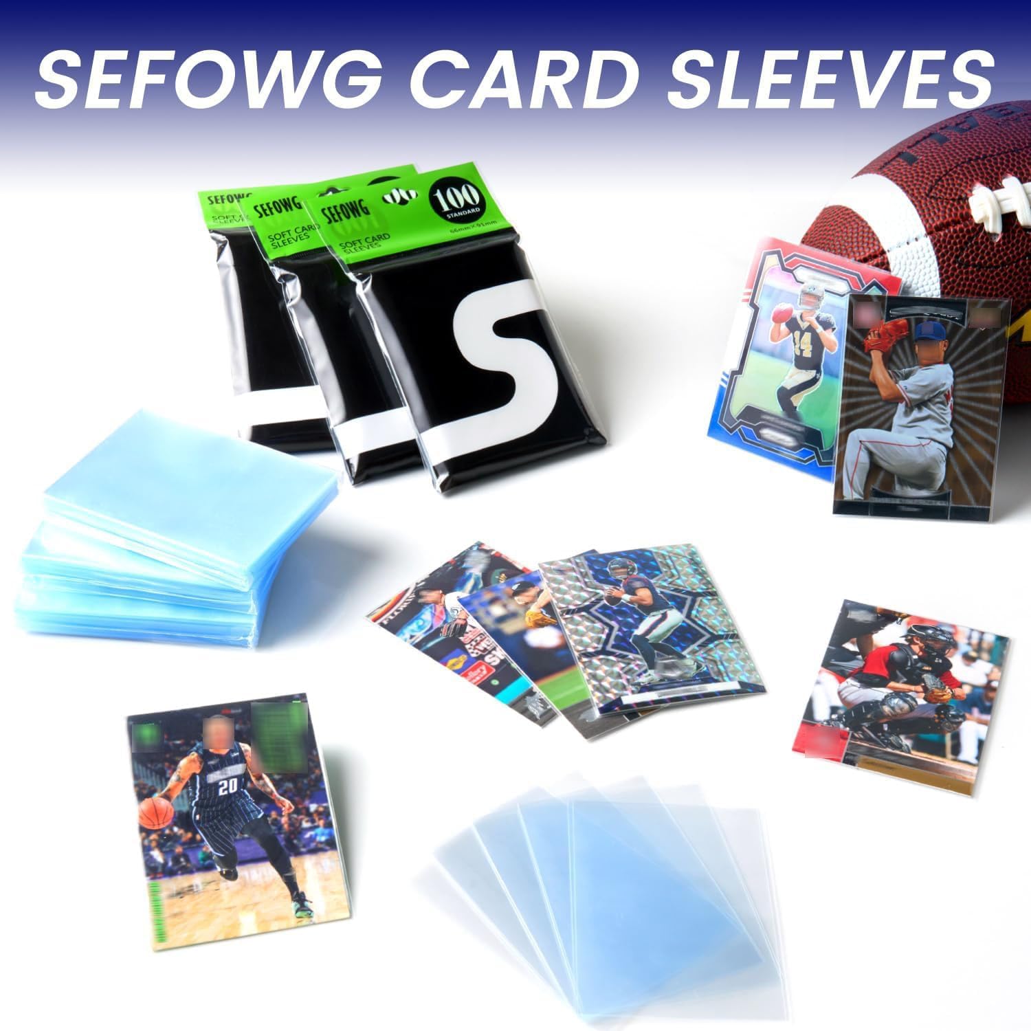 600ct Clear Card Sleeves for Trading Cards, Baseball Sports Soft Sleeves | Ultra Soft Plastic Card Protector Sleeve
