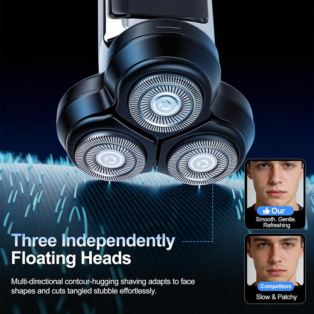 5-Pack Electric Rotary Shavers for Men 3D Floating Head Rotary Razor USB-C Rechargeable Easy Clean Magnetic Head