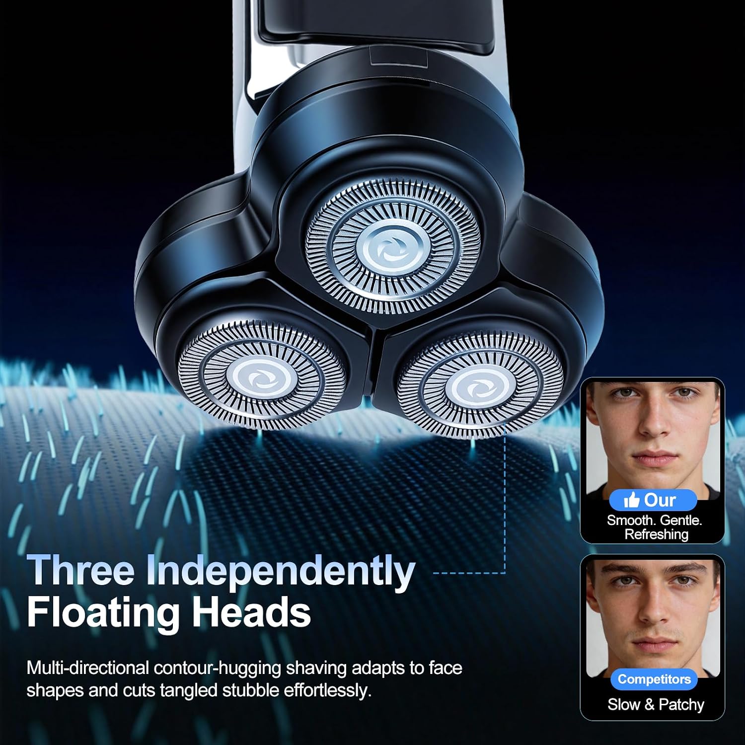5-Pack Electric Rotary Shavers for Men 3D Floating Head Rotary Razor USB-C Rechargeable Easy Clean Magnetic Head