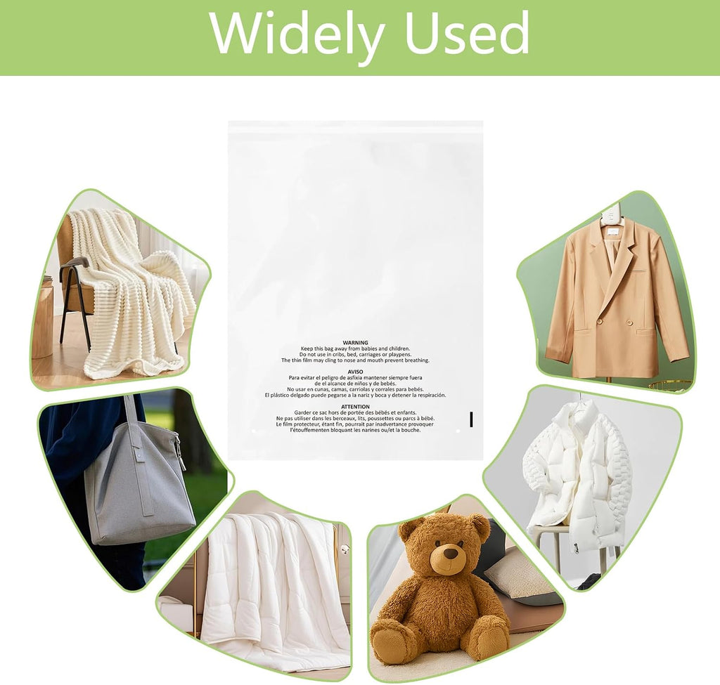 100 Count 24x30 Inch Self Seal Clear Poly Bags