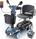 15/25/30/50Miles Eldryvon 4 Wheels Electric Mobility Scooter for Seniors, Dual Basket, 350W Powered Wheelchair with