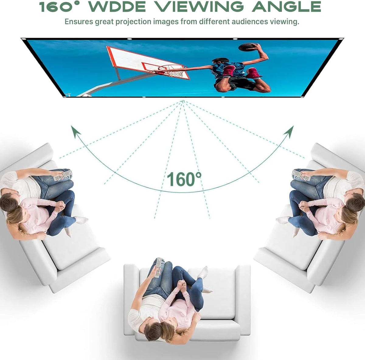 80inch Outdoor Projector Screen Anti Crease Portable Movie Screen | Projector Screen Outdoor, Washable, 16:9