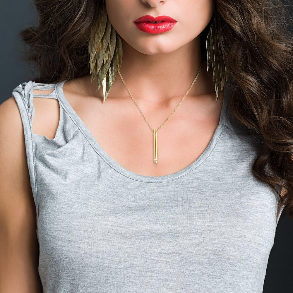 Urn Necklace for Ashes Stainless Steel Cremation Necklace with Crystal Memorial Pendant Necklace