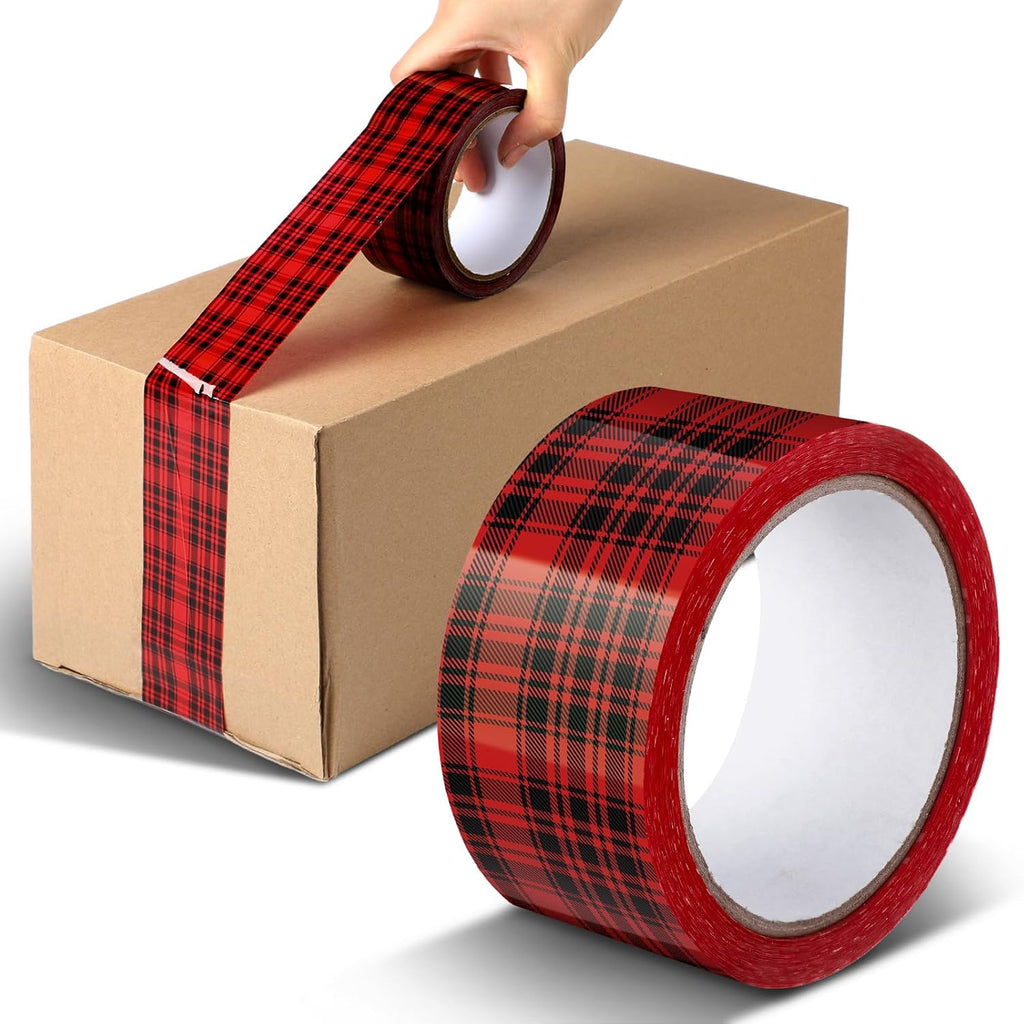 Christmas Packing Tape 1.89x55 yd Gift Wrap, Red Buffalo Plaid