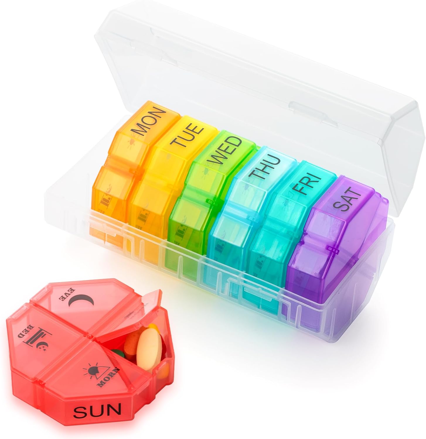 Weekly Pill Organizer 4 Times a Day, Large Pill Box 7 Day Daily Pill Case with 28 Extra Large Compartments Portable