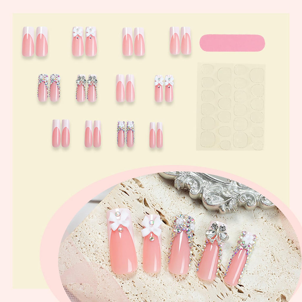 Press on Nails Long Coffin Shaped Acrylic Square False Nails with Designs Artificial Extra Long Length Coffin Fake