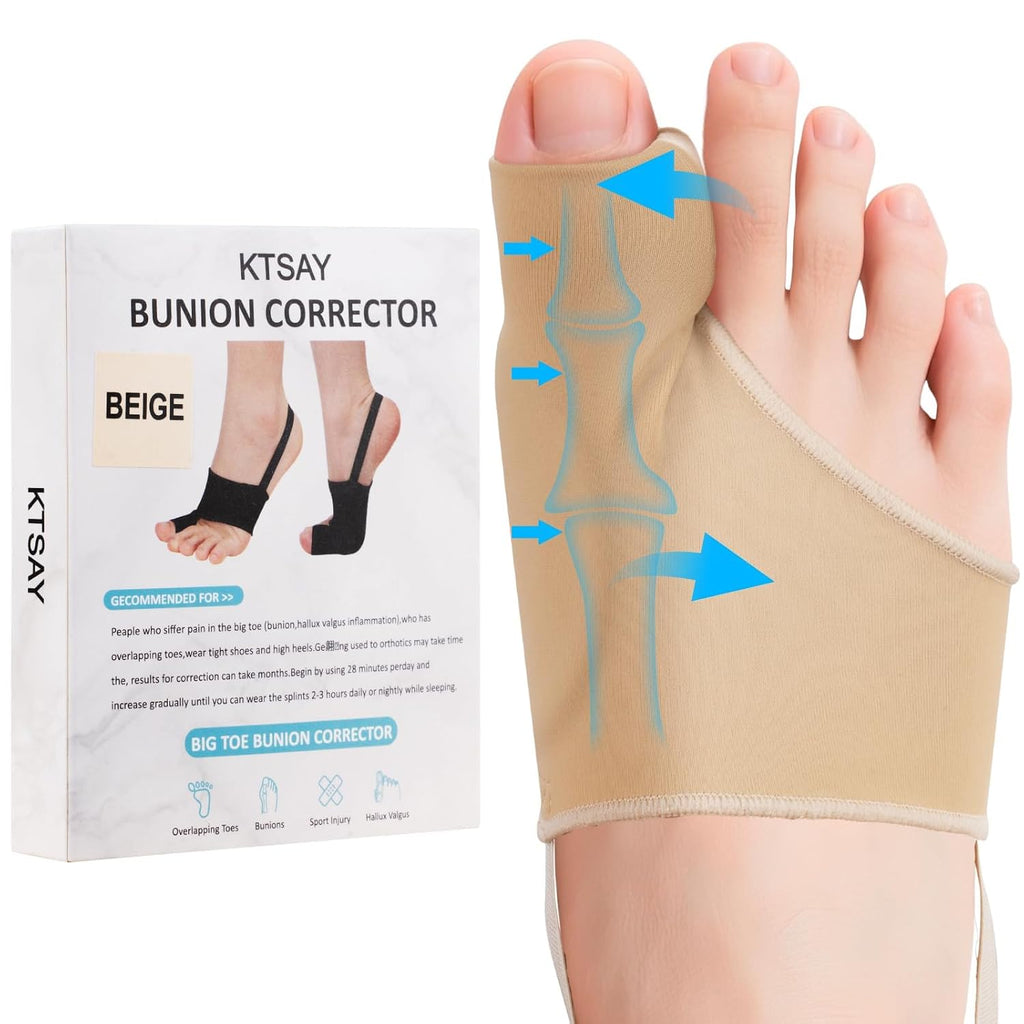 2PCS Bunion Corrector for Women & Men, Big Toe Straightener with Splint & Pads, Comfortable & Breathable for