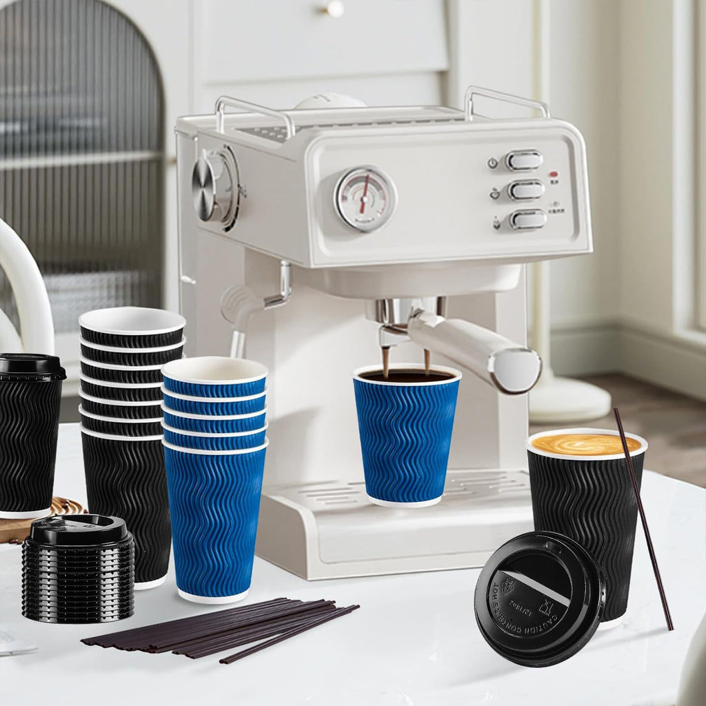 50 Pack 16 oz Coffee Cups with Lids, Disposable To Go Paper Cups