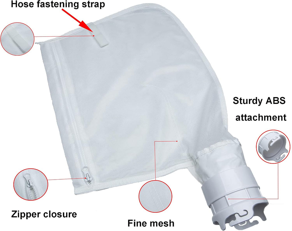 ATIE Pool Cleaner Fine Mesh Bag with Zipper Enclosure, Compatible with Pentair Kreepy Krauly Legend, Platinum, Letro Pool Cleaners Debris Bag 360002 and EU16 Bag (2 Pack)