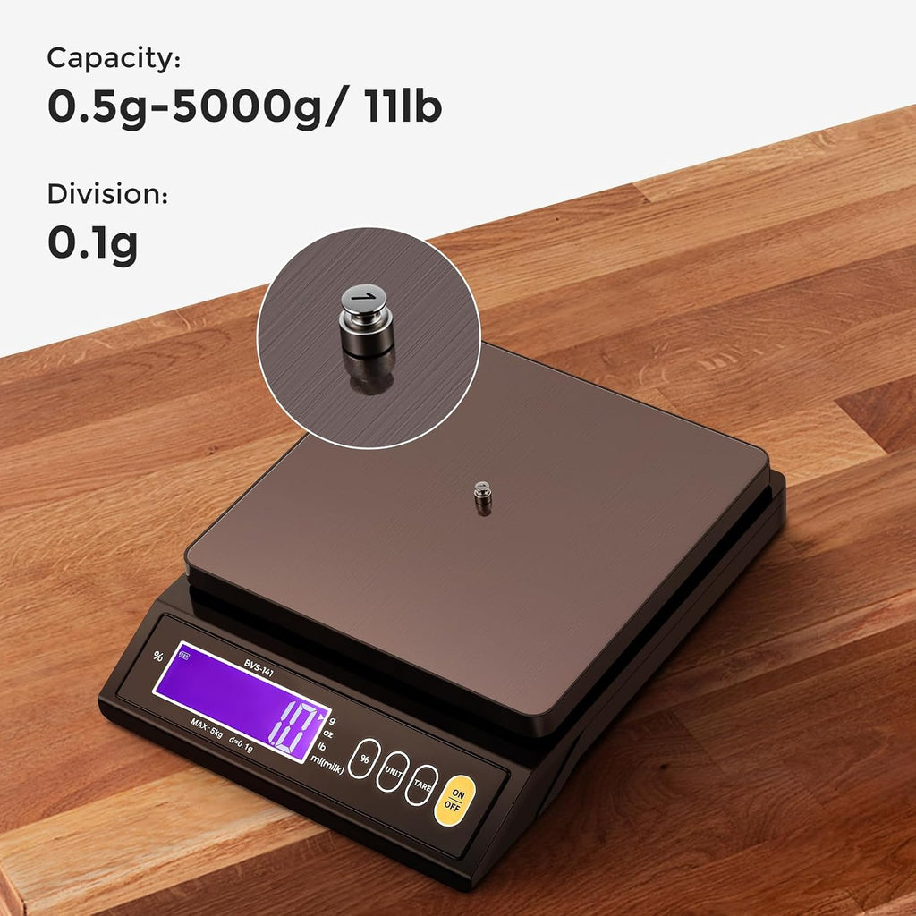 Baking Scale 0.1 Gram Accuracy Digital Scale for Kitchen, Candle, Soap and Sourdough Bread Making, with Percentage