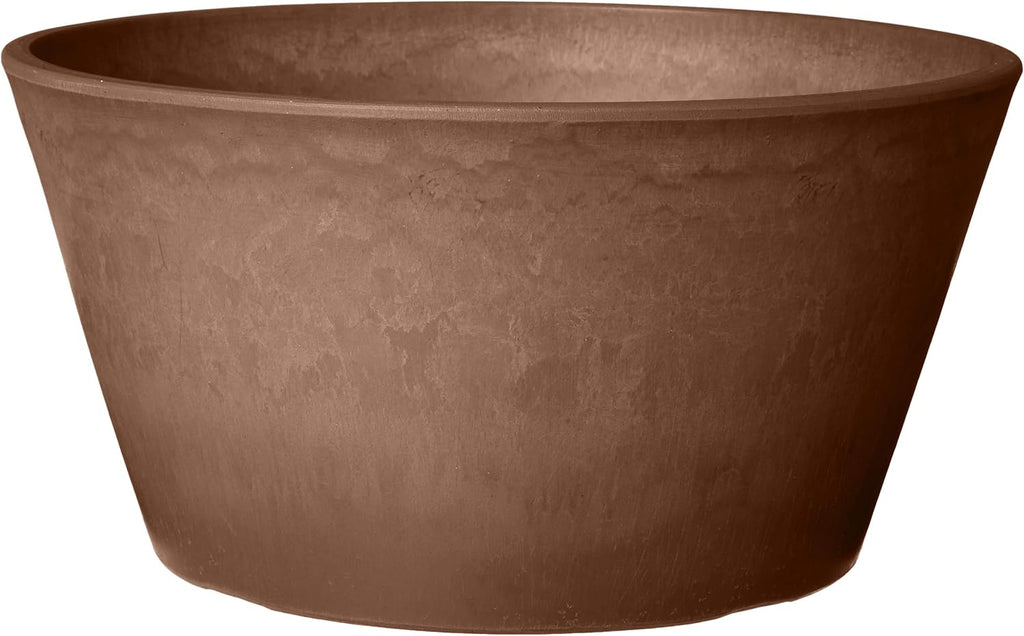 PSW Pot Collection TD25C Plastic/Stone/Wood Composite Shallow Bulb Pan - No Drainage Hole (Drillable), Planter for
