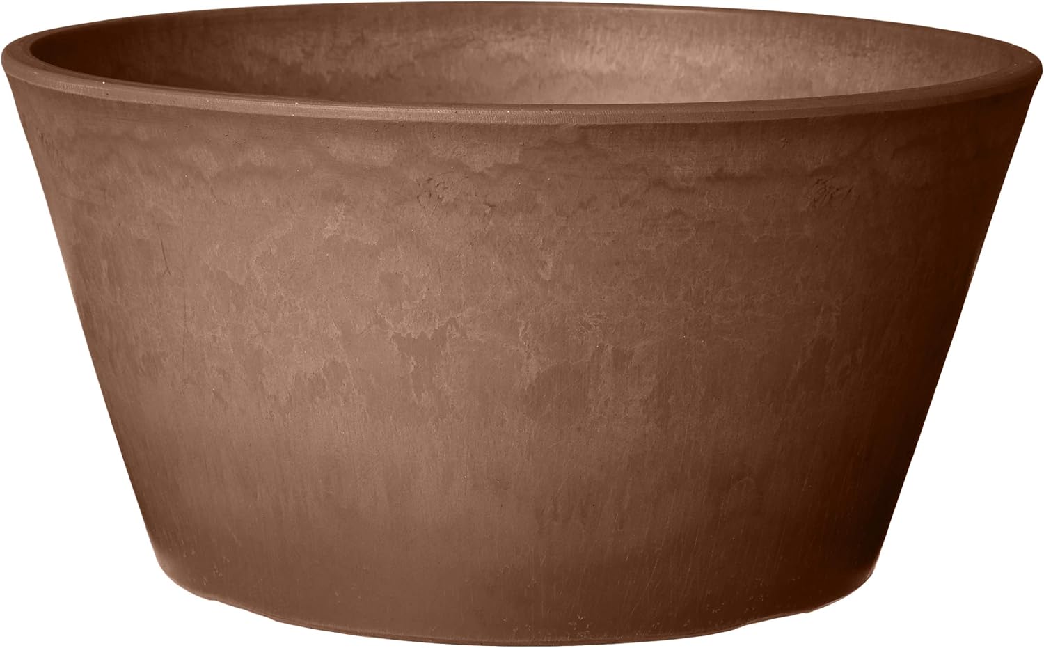 PSW Pot Collection TD25C Plastic/Stone/Wood Composite Shallow Bulb Pan - No Drainage Hole (Drillable), Planter for