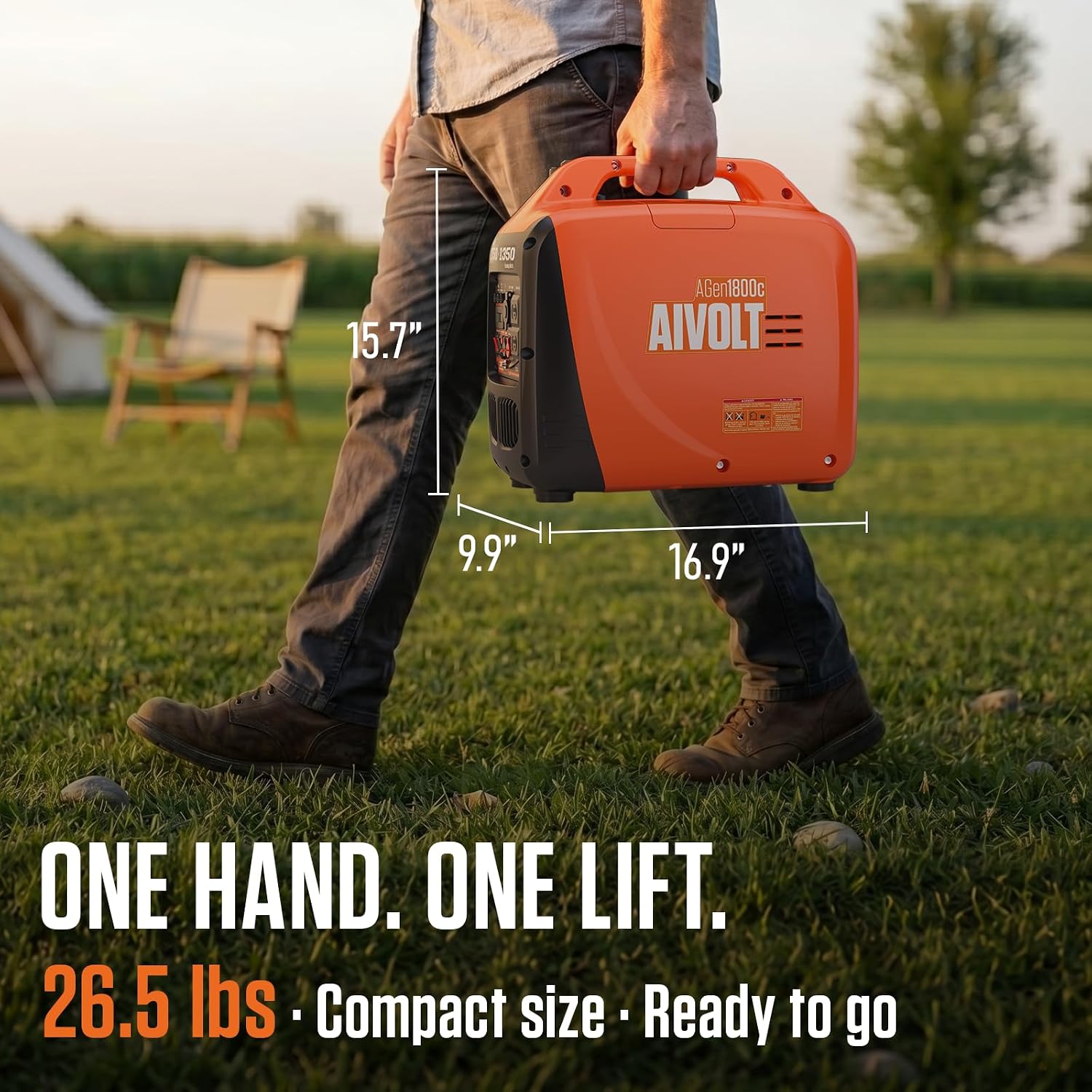1750W Inverter Generator Portable Gas Generator for Camping Home | Ultra-Light 26.5lbs, One-Hand Carry. Super Quiet