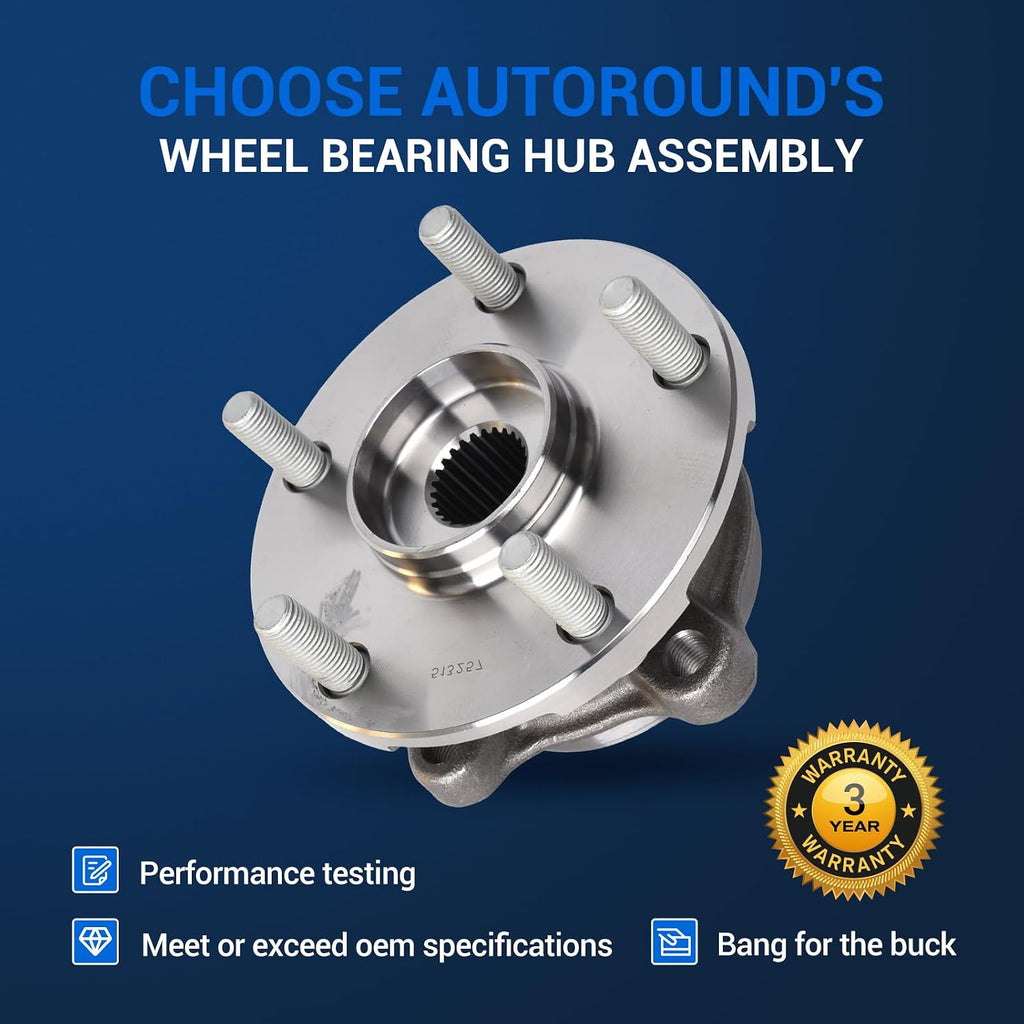 Autoround 513257 [2-Pack] Front Wheel Bearing and Hub Assembly fit for Scion tC/xB, Toyota RAV4/Prius V/Corolla iM, Lexus HS250h, Fit Driver Passenger Side, 5 Lug