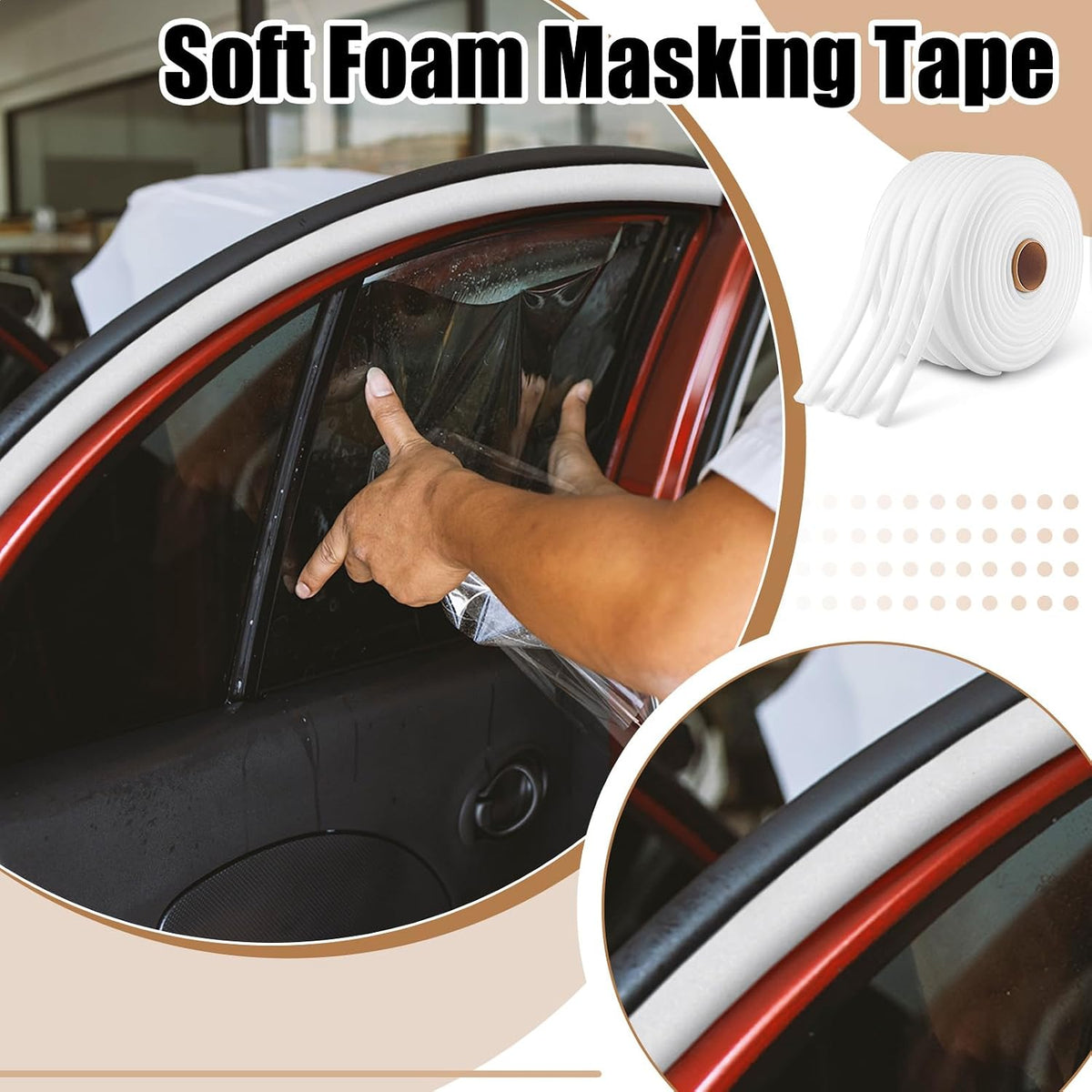 1 Roll 1/2 Inch x 54 Yards White Automotive Foam Tape
