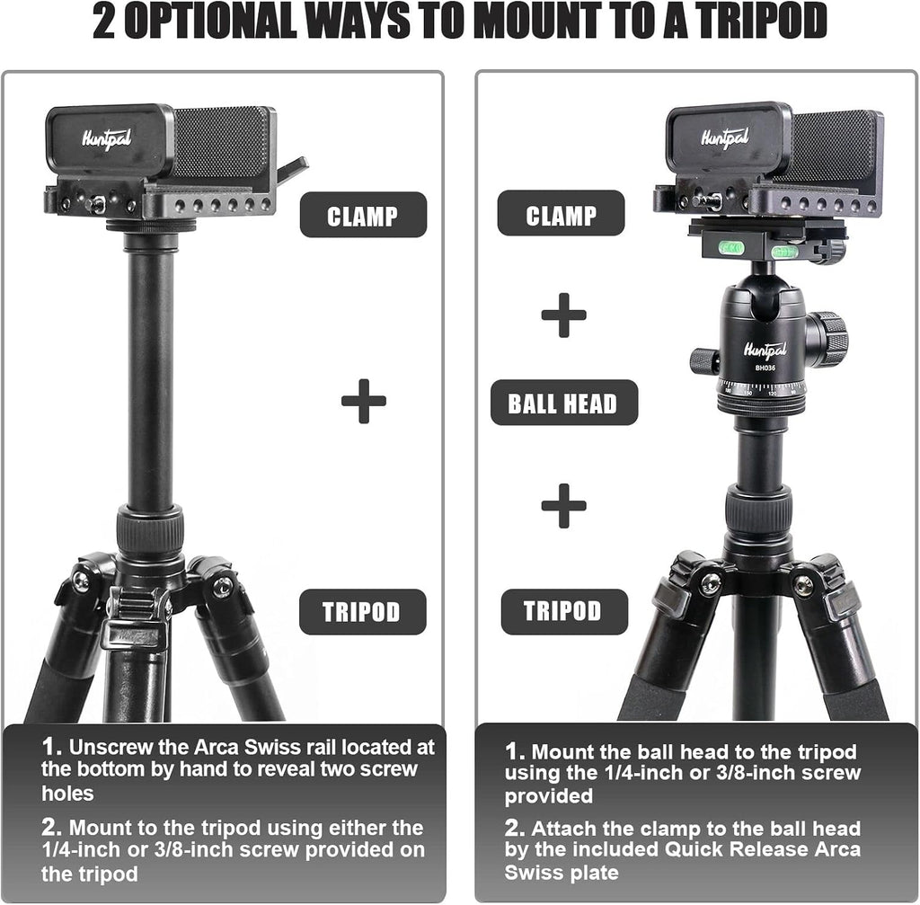 Gun Rifle Saddle Clamp Mount with Arca Swiss Rail | Tripod Rest for Hunting Shooting Stick, Quick Release Accuracy