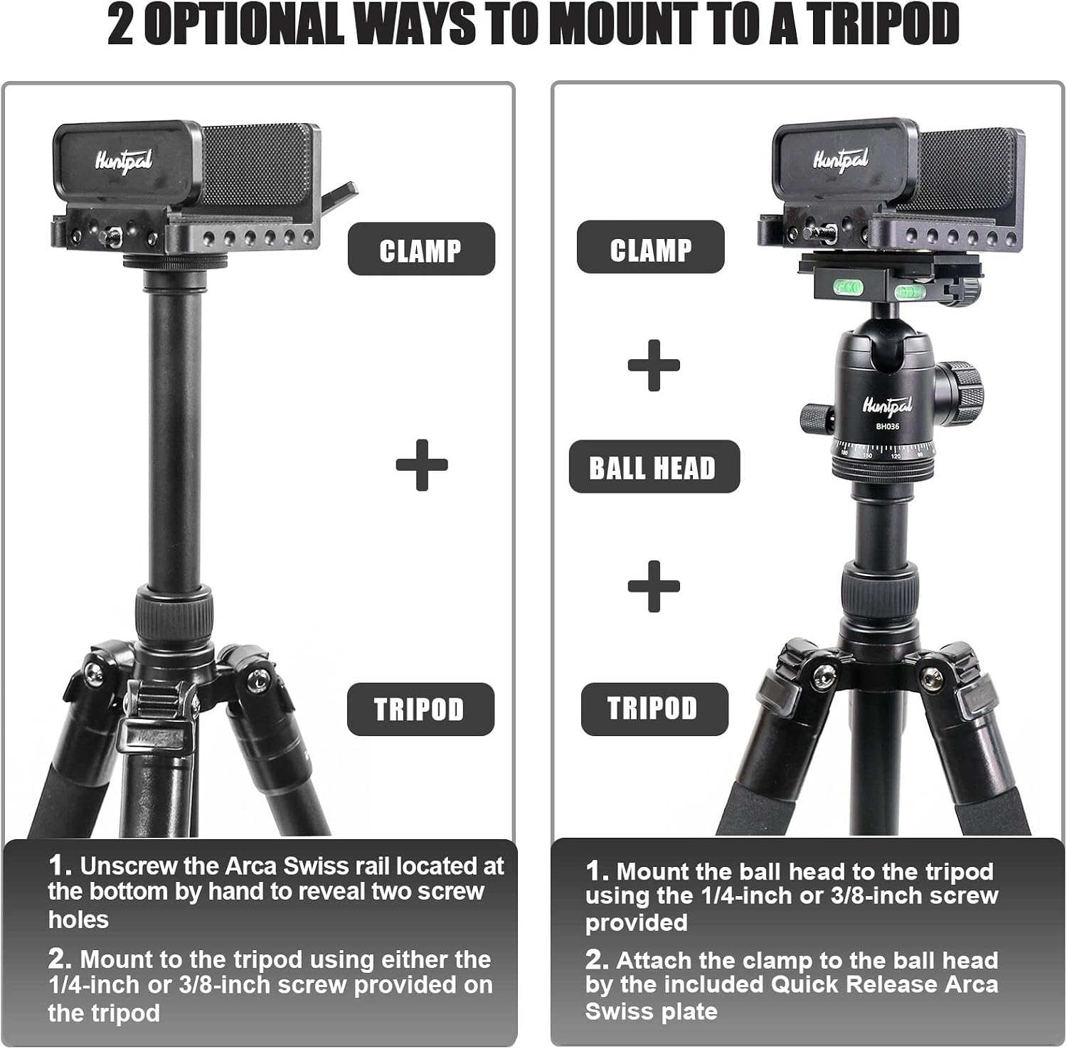 Gun Rifle Saddle Clamp Mount with Arca Swiss Rail | Tripod Rest for Hunting Shooting Stick, Quick Release Accuracy