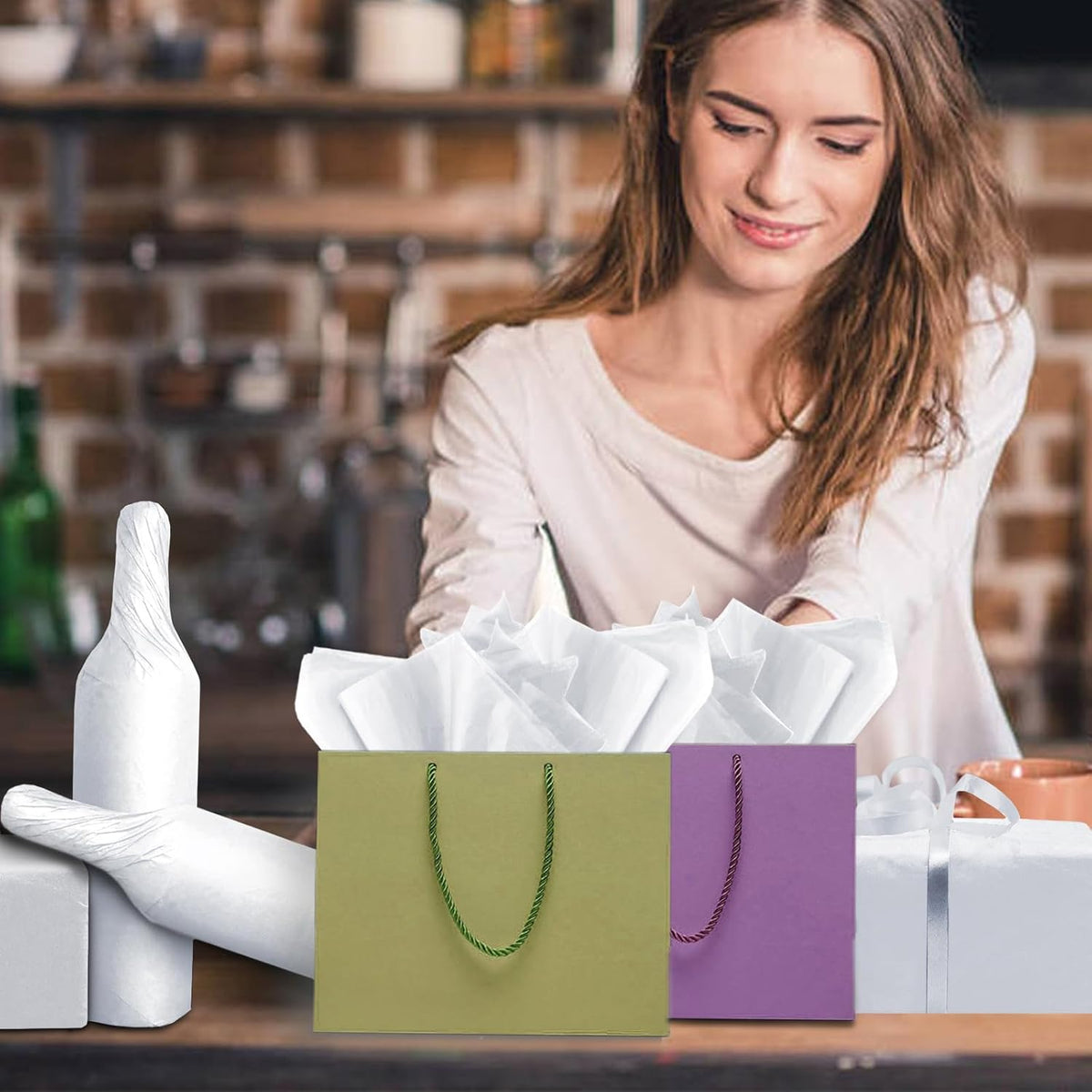 100 Sheets White Tissue Paper 20x14 Inches