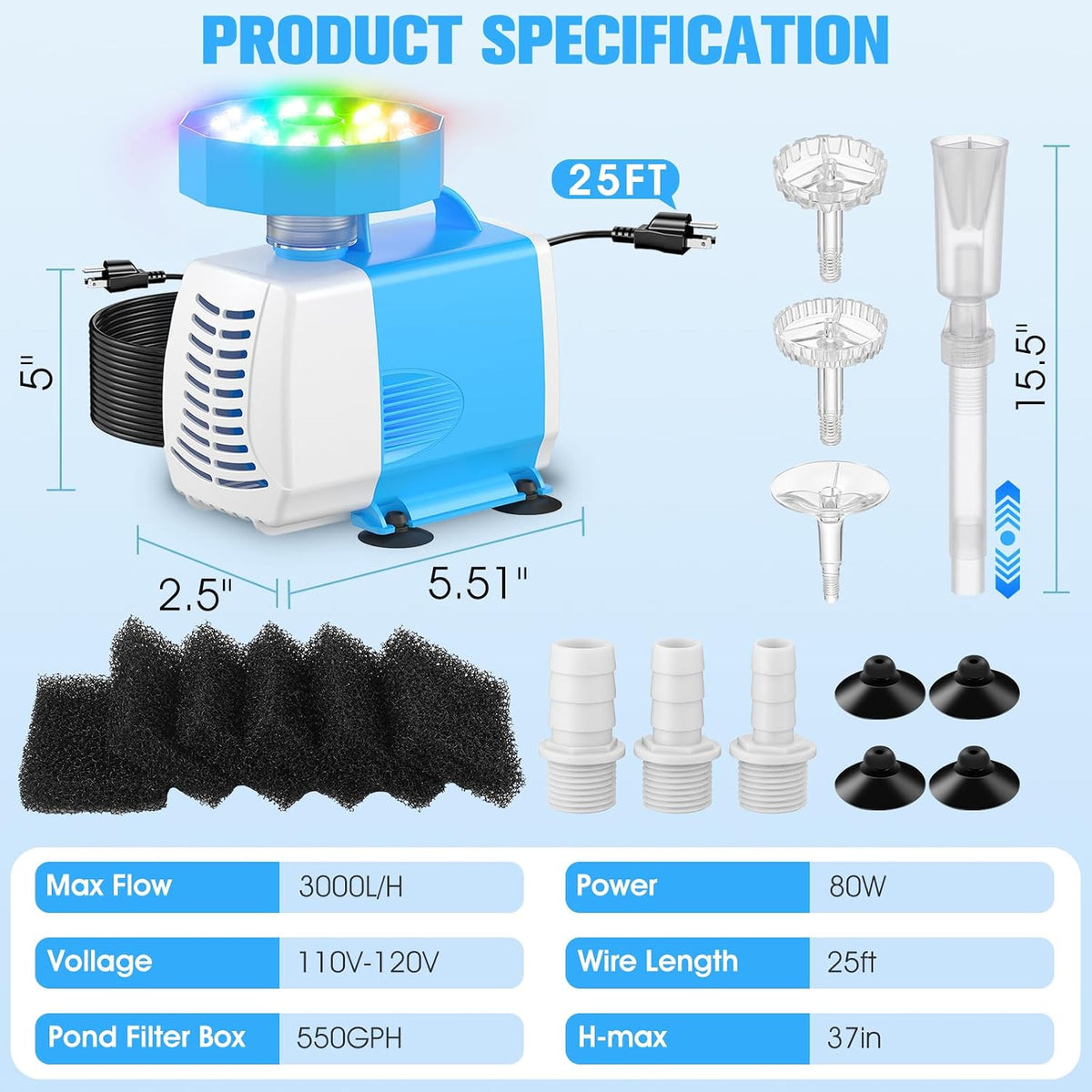 Submersible Pump|Pond Filter System Kit|Pond Filter Fountain