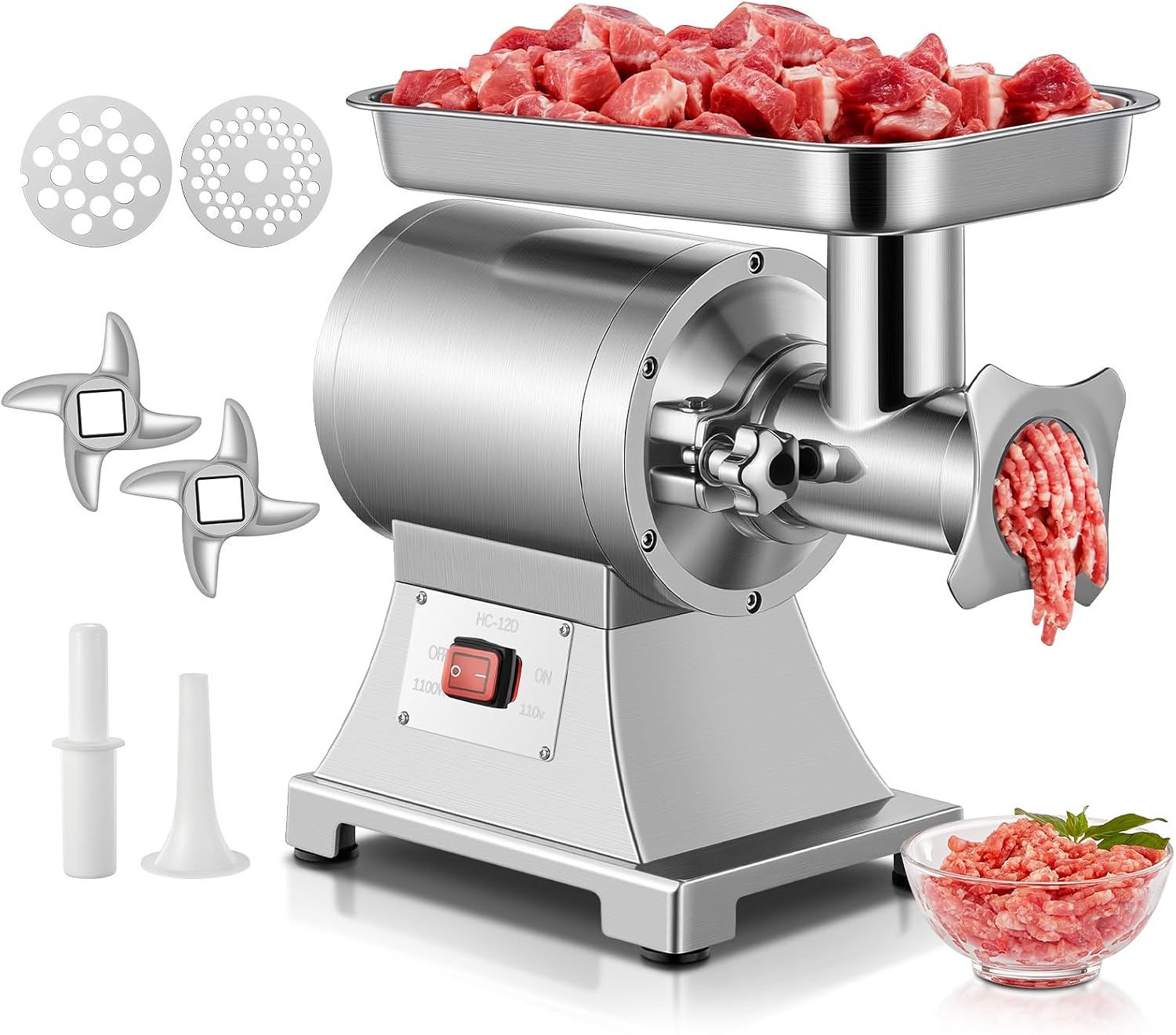 Commercial Meat Grinder, 1100W Electric Meat Grinder Heavy Duty