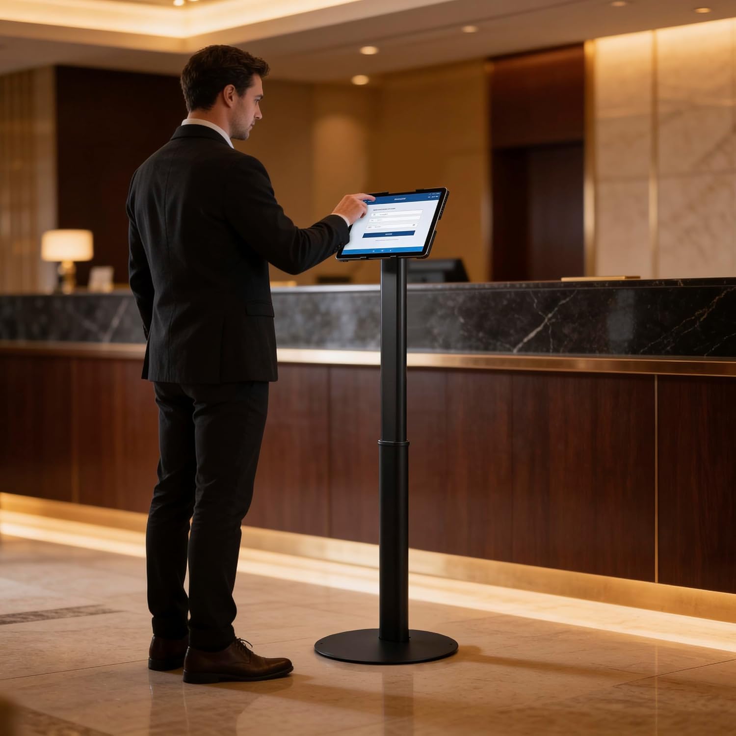 Anti-Theft Universal Tablet Floor Stand Kiosk, Locking Enclosure for iPad, Galaxy Tab & Surface Pro 9.7"–13.1"