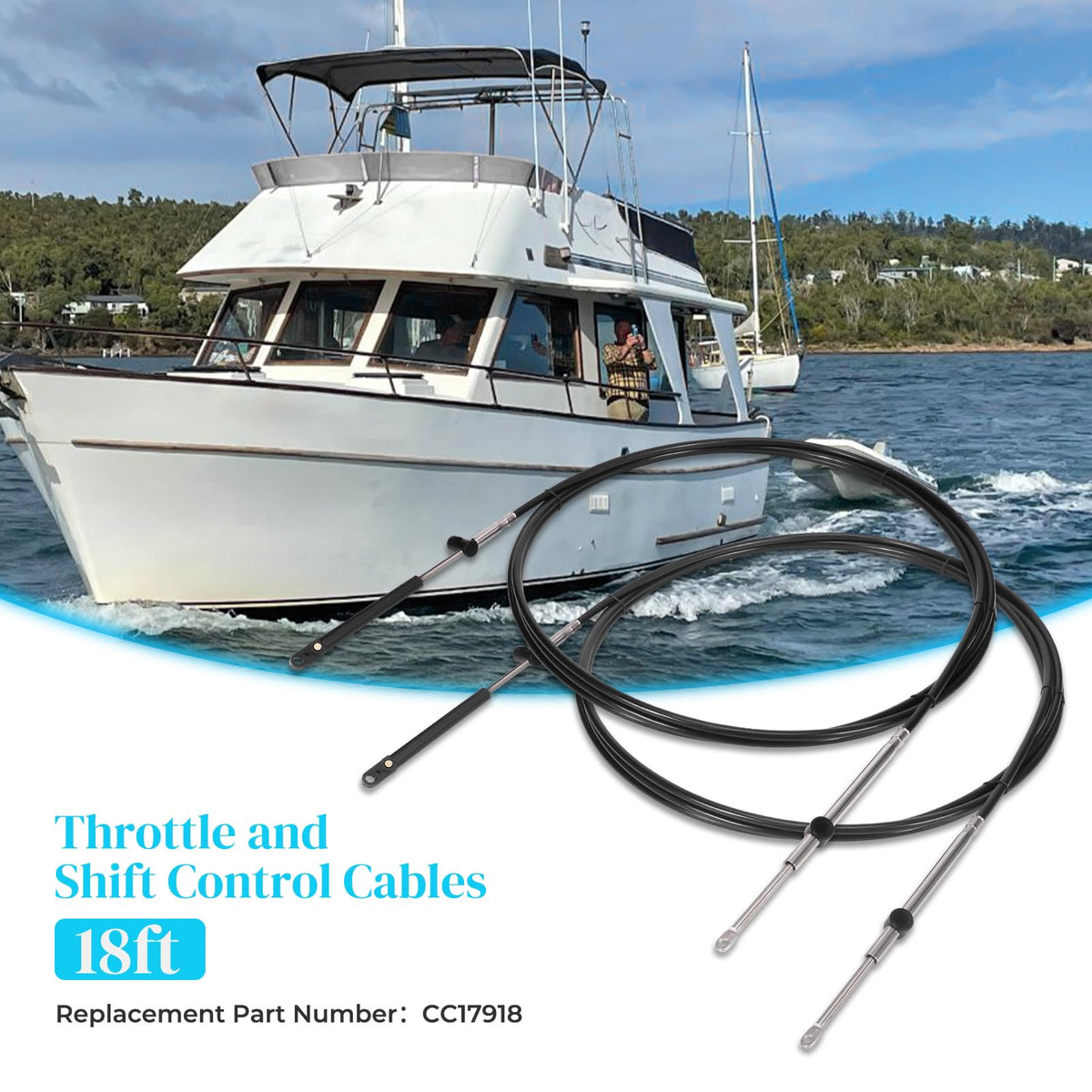 2pcs 18FT Gen1 Boat Throttle and Shift Cables For Mercury 600A Control