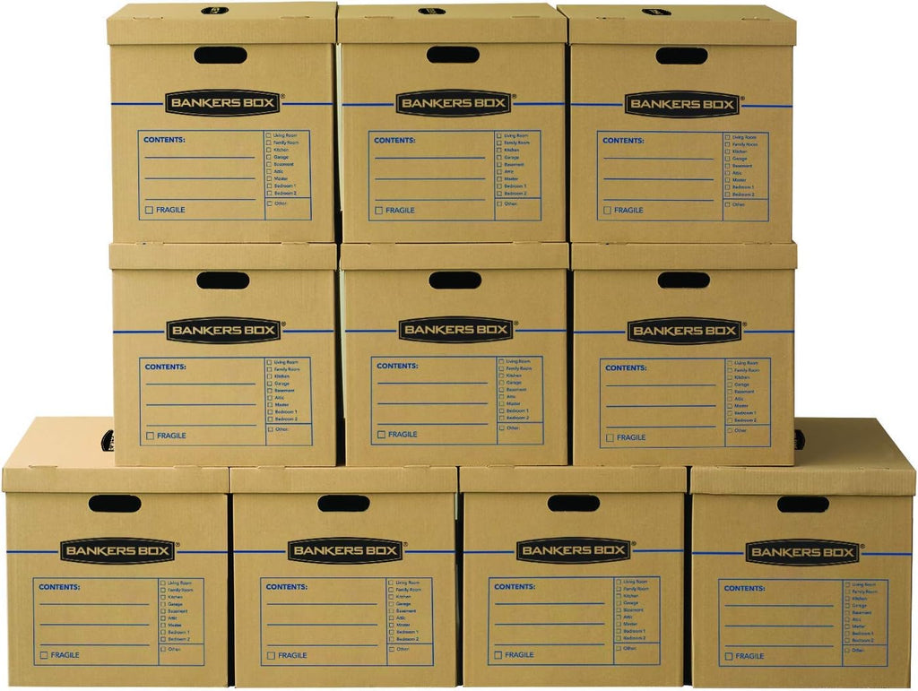 10-Pack Large Classic Moving Boxes with Reinforced Handles