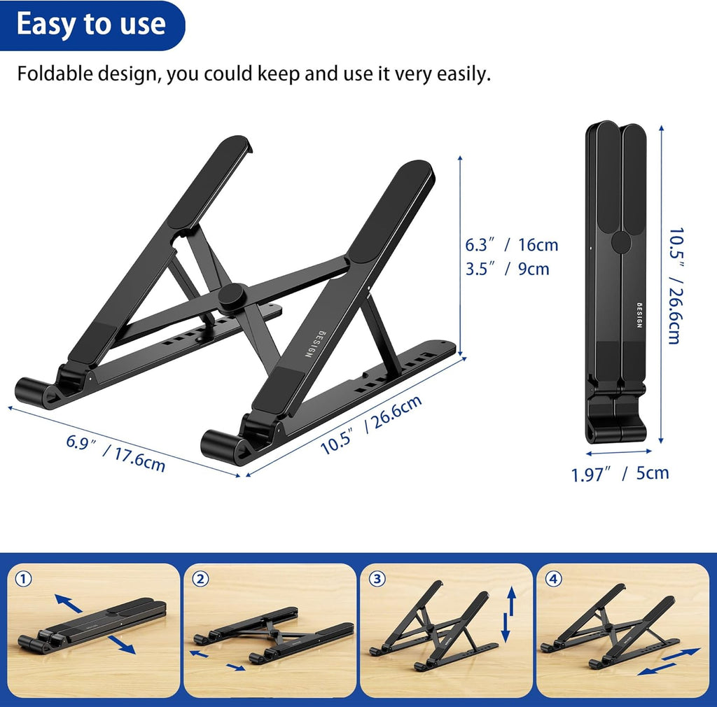 LS01 Pro Ergonomic Laptop Stand, Plastic Laptop Riser, Portable and Adjustable Notebook Computer Holder Compatible