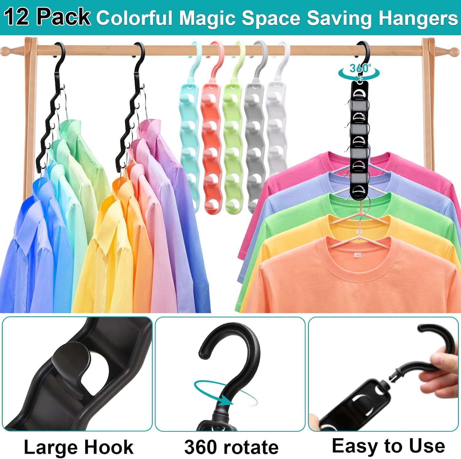 Closet Organizers and Storage,Upgraded Organization and Storage Clothes Hanger,12 Pack College Dorm Room