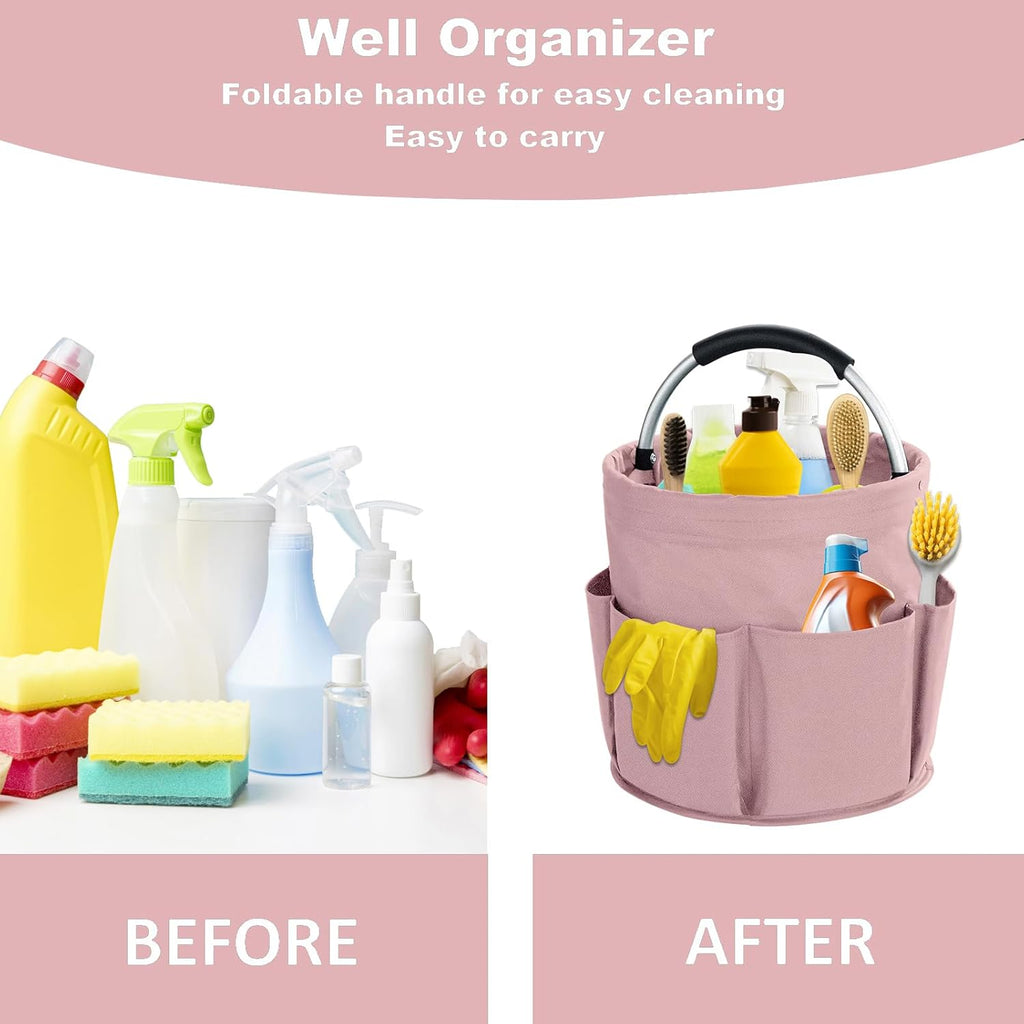 17L Cleaning Caddy with Handle, Cleaning Supplies Organizer, Foldable Storage Basket, Cleaning Supply Caddy, Portable