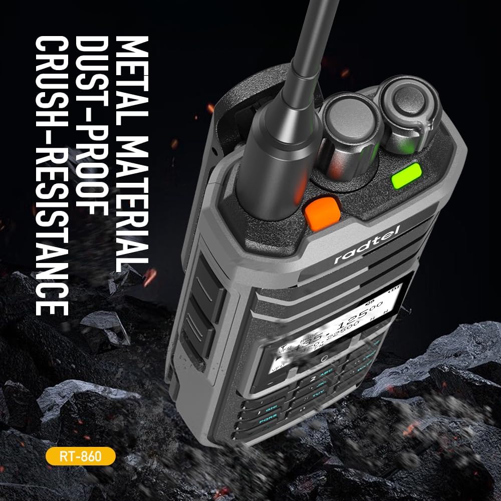 RT-860 Multi Band Ham Radio HF UHF VHF Dual Band with AM USB LSB CW CB LW MW SW SSB Reception, 1024 Channels, 2000mAh