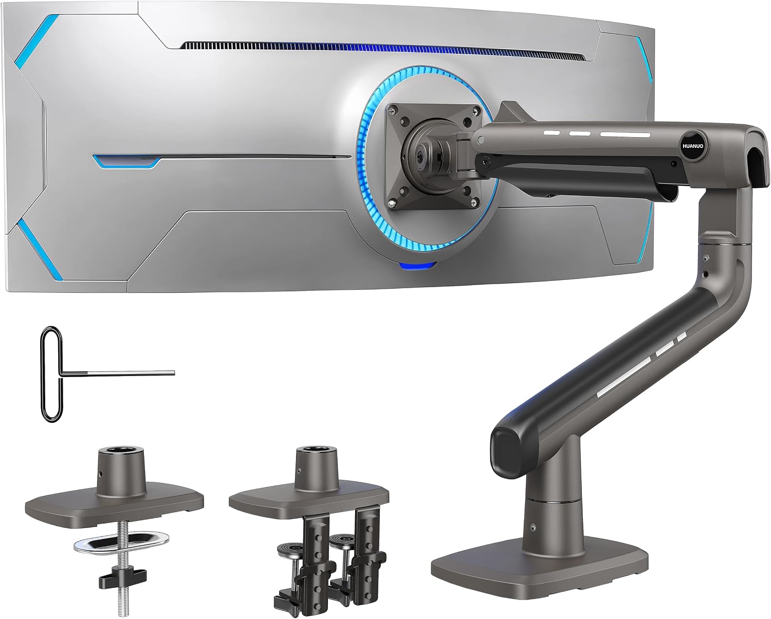 TitanLift Heavy Duty Monitor Arm for Screens up to 49", Holds 44 lbs, Aluminum Ultrawide Screen Monitor Mount, Fully
