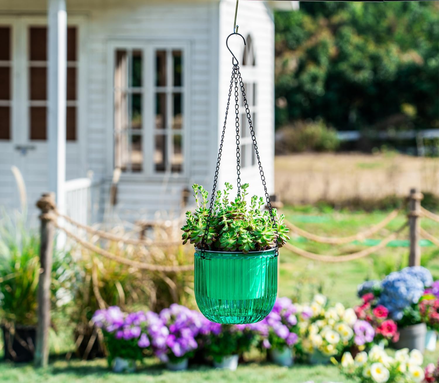 2 Pack Self Watering Hanging Planters Indoor Flower Pots, 6.5 Inch Outdoor Hanging Plant Pot Basket, Plant Hanger