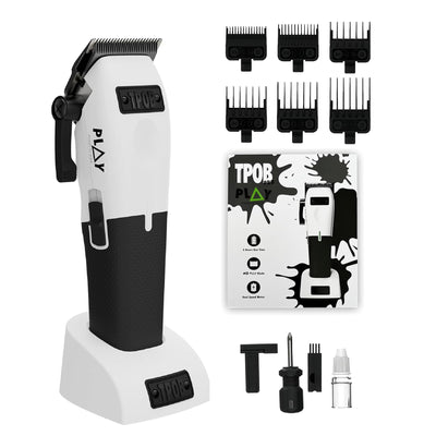 Play Barber Hair Clippers for Men 7500 RPM with Rubber Grips (White)