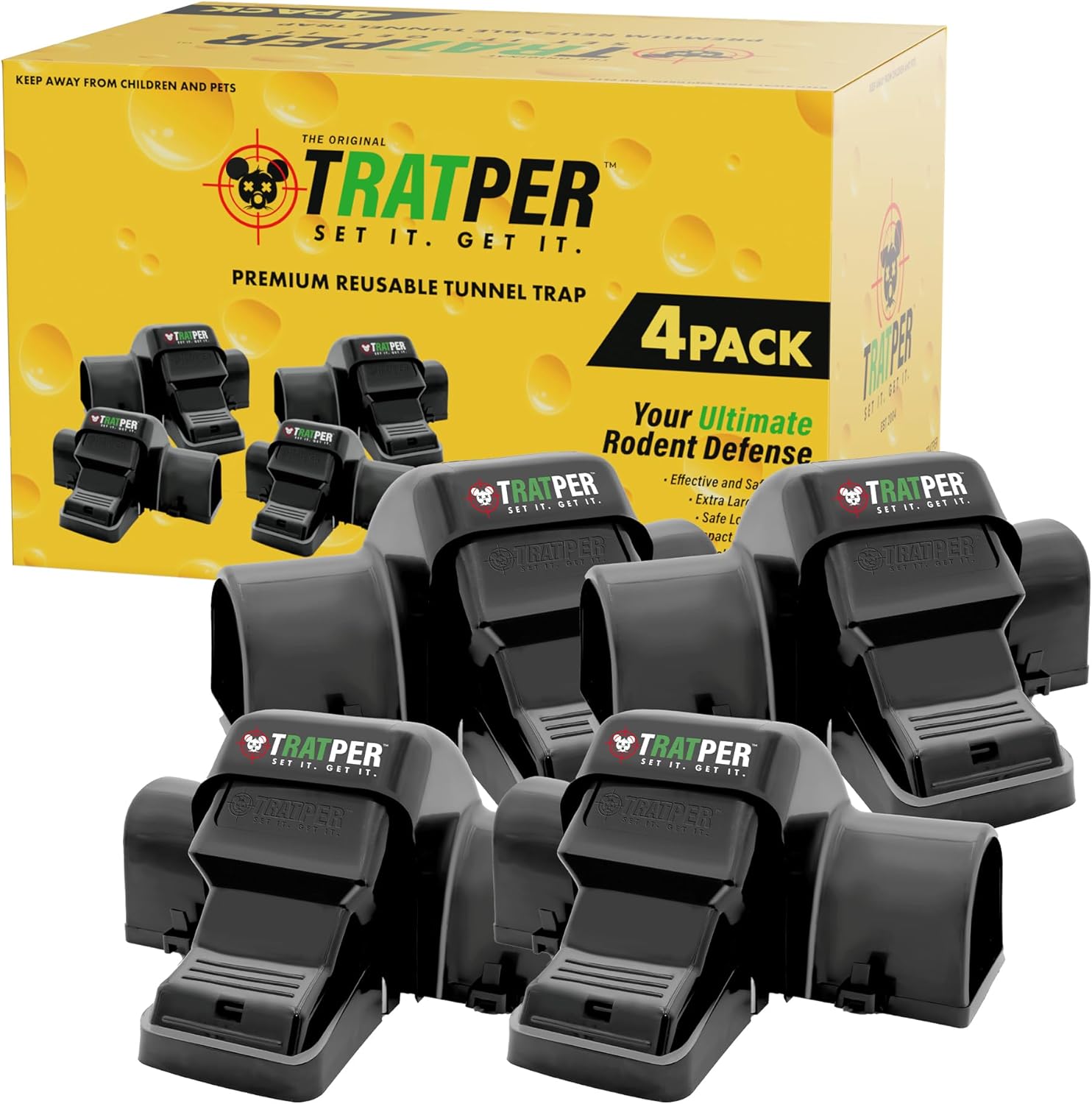 Rat and Chipmunk Traps. Prevents Accidental Triggering with Dual Tunneled Design. Covered Snap Traps for Humane Kill