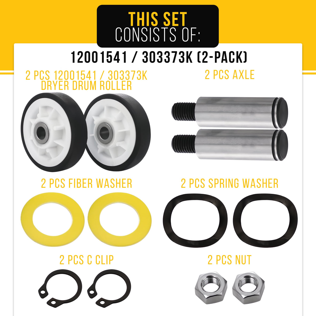 Dryer Roller Kit for Maytag MHW2000AWW (2-Pack)