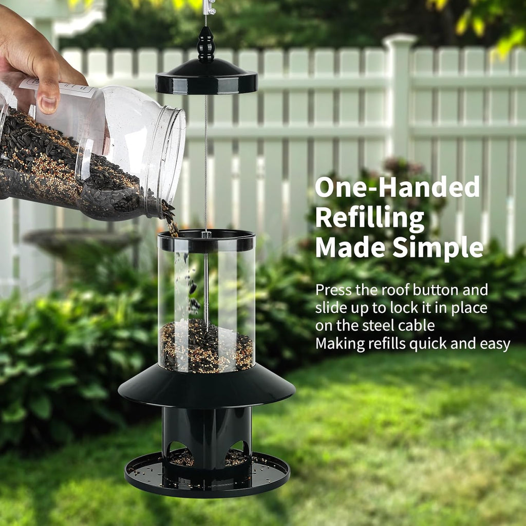 Squirrel-Proof Bird Feeder for Outdoor Hanging Wild Bird Seeds.