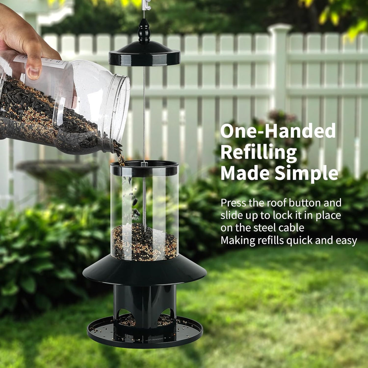 Squirrel-Proof Bird Feeder for Outdoor Hanging Wild Bird Seeds.