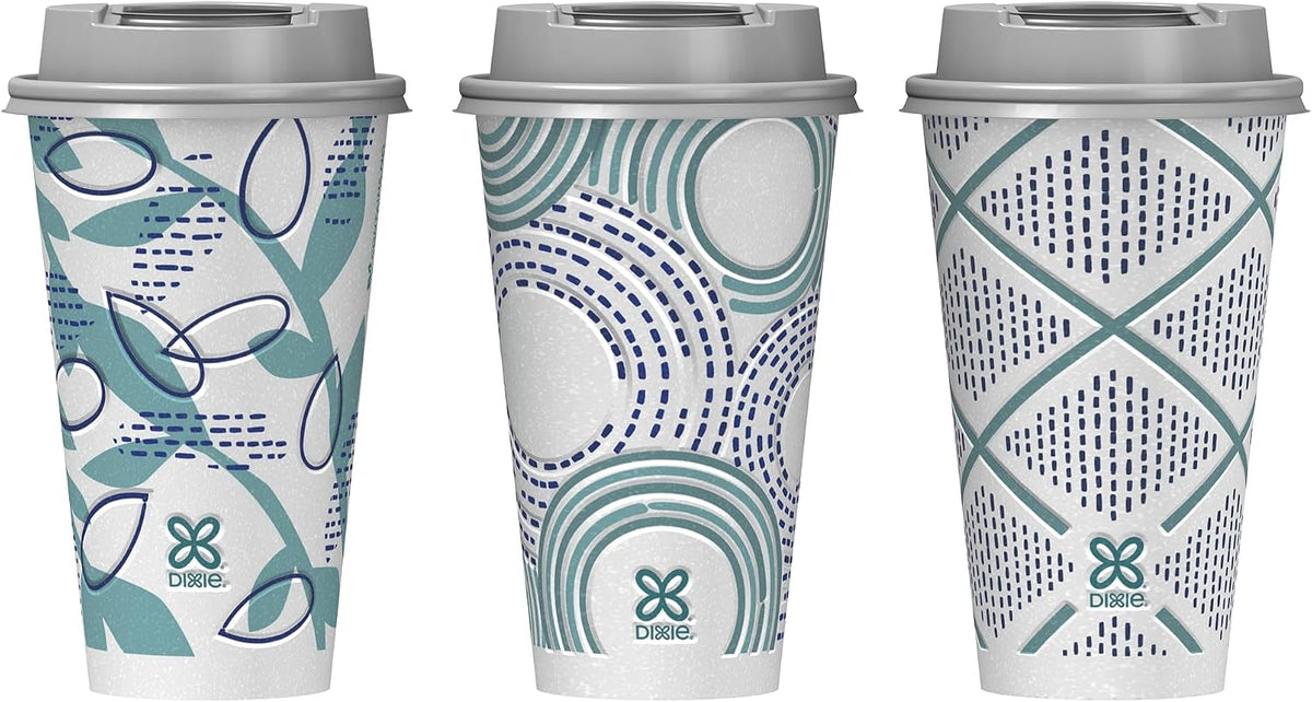 To Go Disposable Coffee Cups With Lids, 16 oz Paper Cups, 108 Count