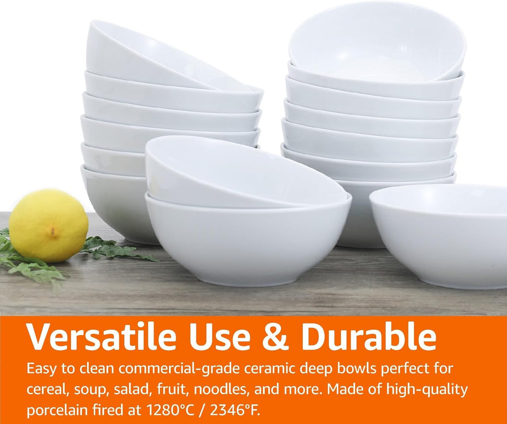 16-Pack White Porcelain Coupe Soup Bowl, 5.9" Diameter, Round, Microwave-Safe, Commercial-Grade