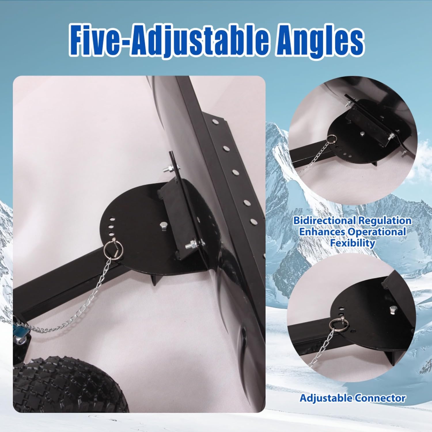 Snow Shovel with Wheels,29" Wide Metal Snow Pusher Shovel with 15" Height &10" Wheels,Adjustable Angle&Height