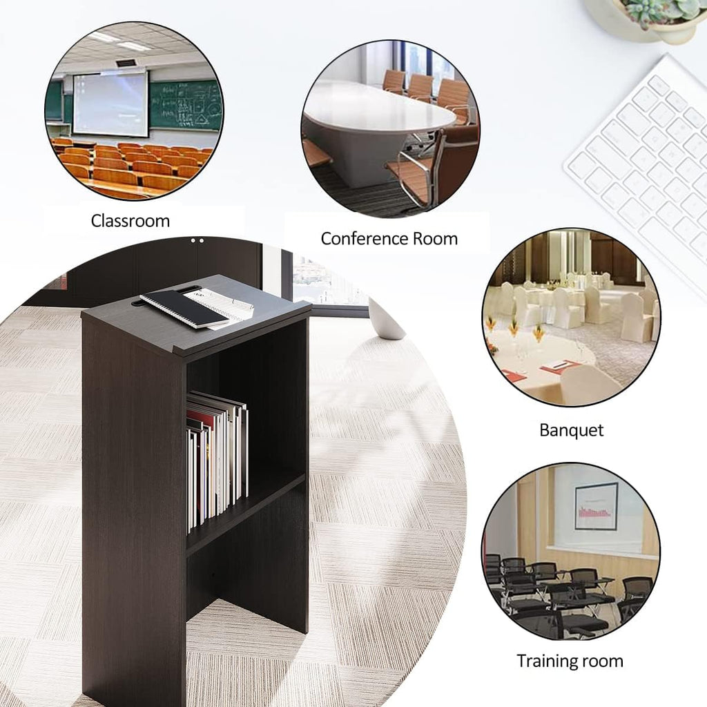Podium Stand,Wooden Speaking Lectern,Lectern Podium for Classroom,Churches,Auditorium,Meeting Room,Reception Desk of